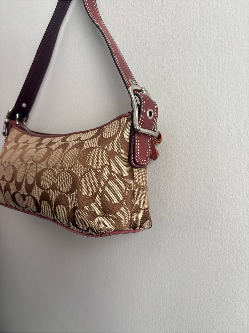 Coach Y2K Vintage Plum Stripe Signature Monogram Baguette Shoulder Bag - Picture 6 of 9